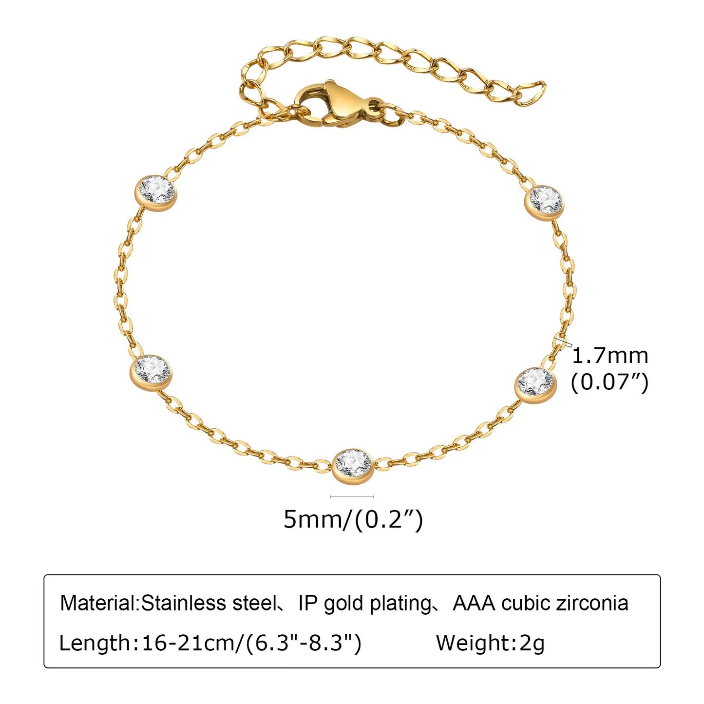 Delicate Chain with Cubic Zirconia Stone Bracelets