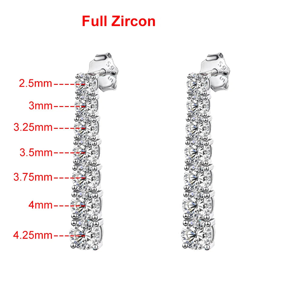 Moissanite/Zircon Seven Stones Drop Earrings - Gold Plated