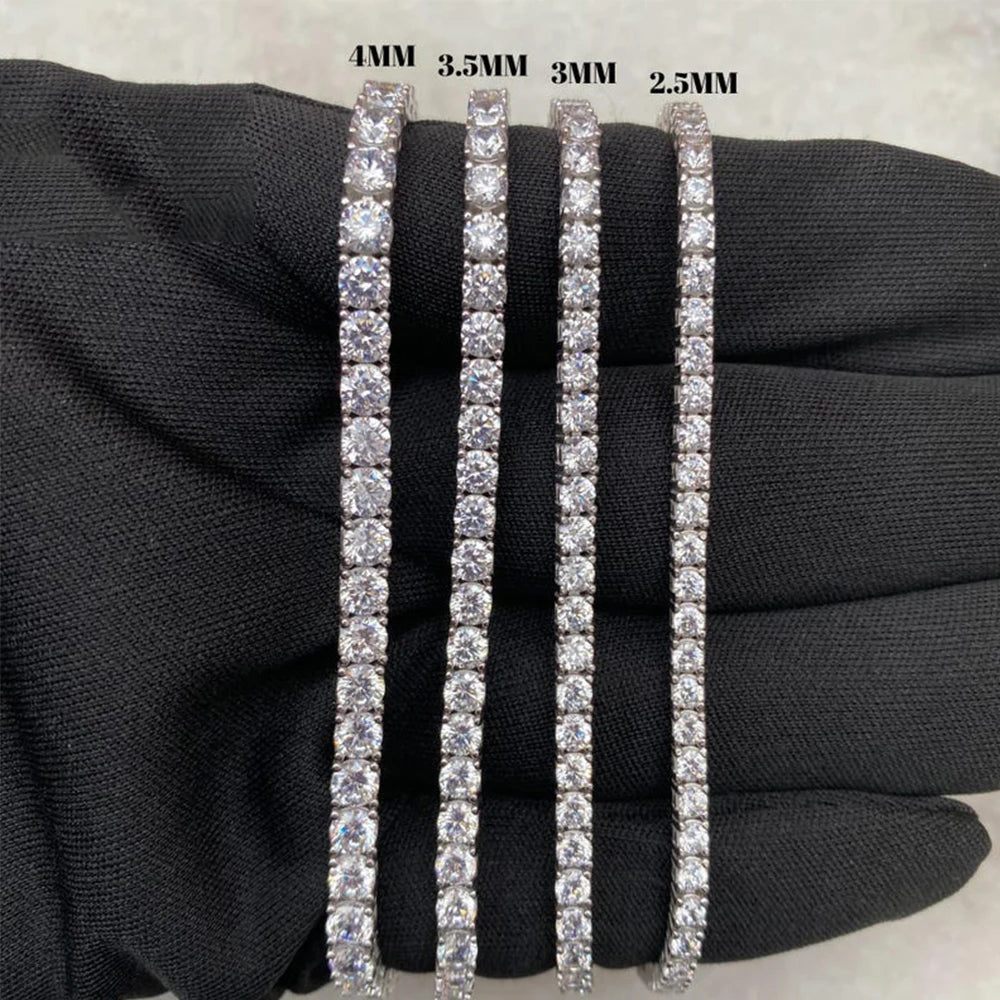 Moissanite Unisex Round Tennis Bracelet - Silver