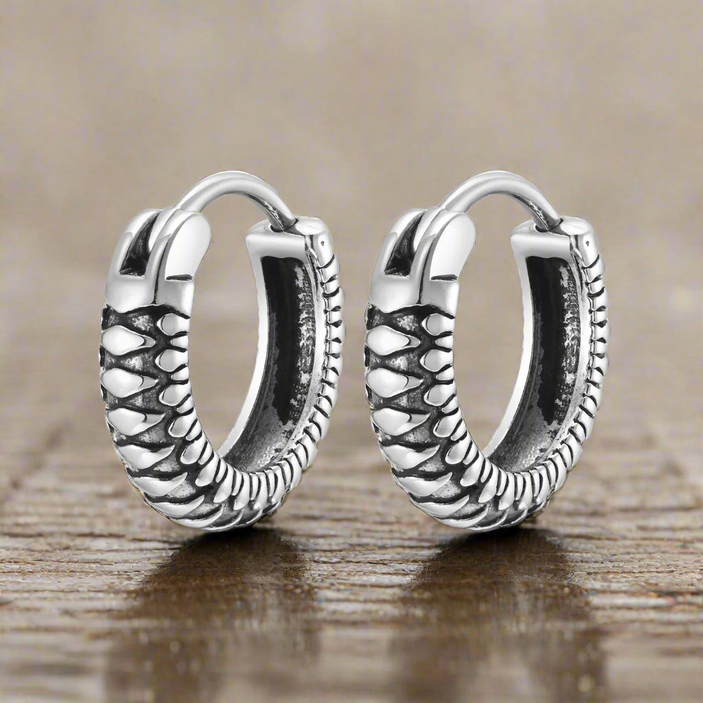 Snake Textured Hoop Earrings